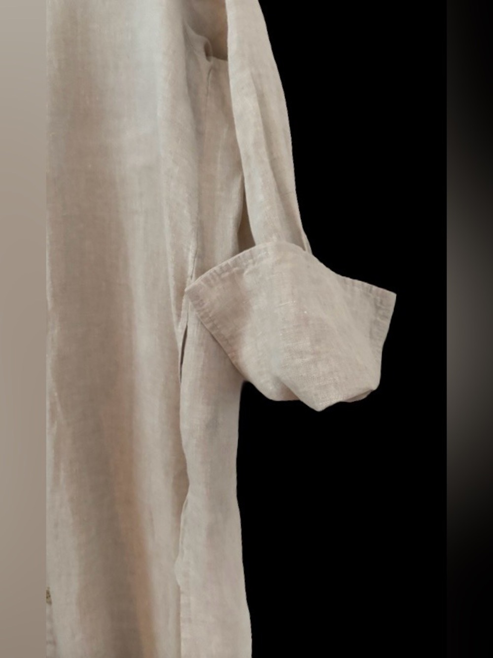 Ljc Australia 100% flax linen 3/4 slv hi lo hem shirt drss SZ S oversize luxury - Picture 6 of 9